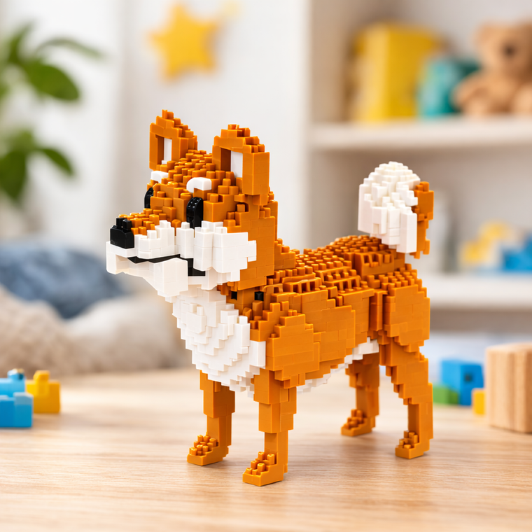 QBI, Pies Shiba, 3w1, klocki konstrukcyjne, 1079 elementów