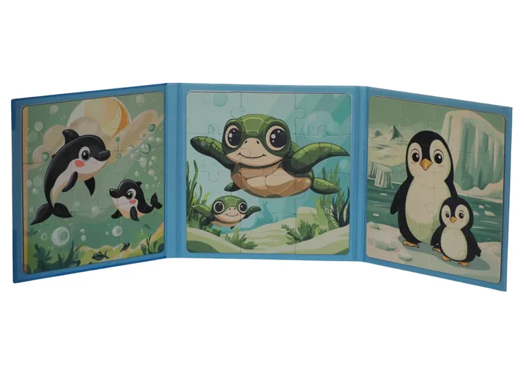 QBI, Zwierzęta morskie, puzzle magnetyczne, 9+12+16 elementów