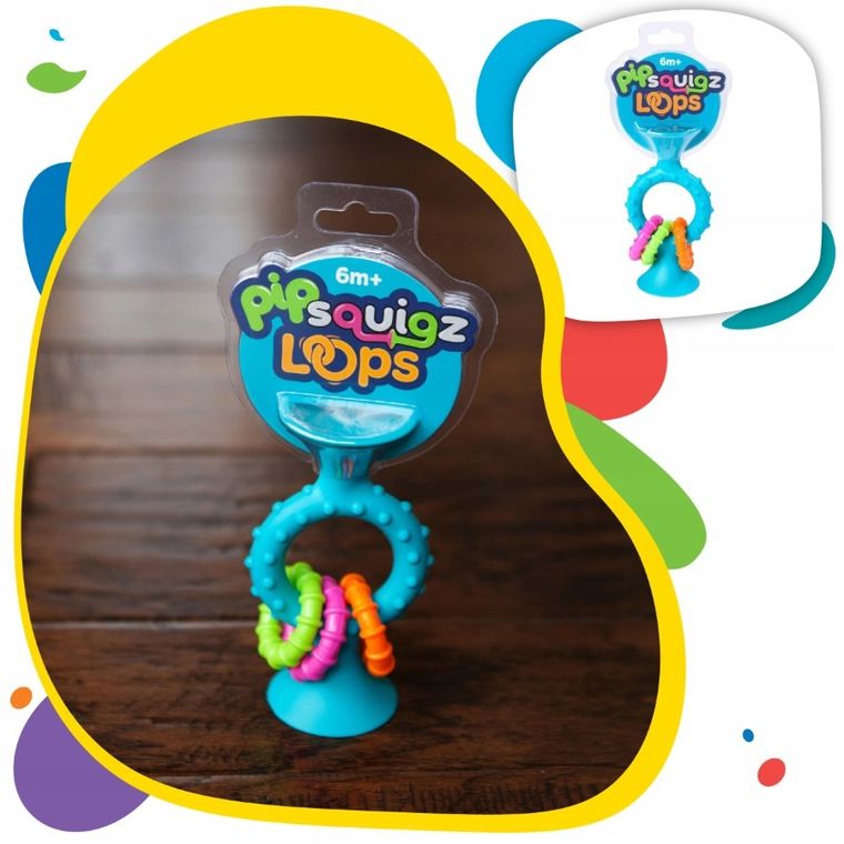 Qelements, grzechotka z przyssawką, niebieska