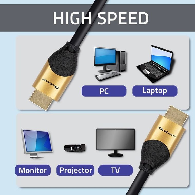 Qoltec, kabel HDMI V2.1 Ultra High Speed, czarny, 8K, 60 Hz, 26 AWG, 5 m