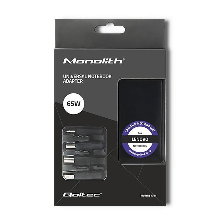 Qoltec, zasilacz, do Lenovo, 65W, 4 wtyczki
