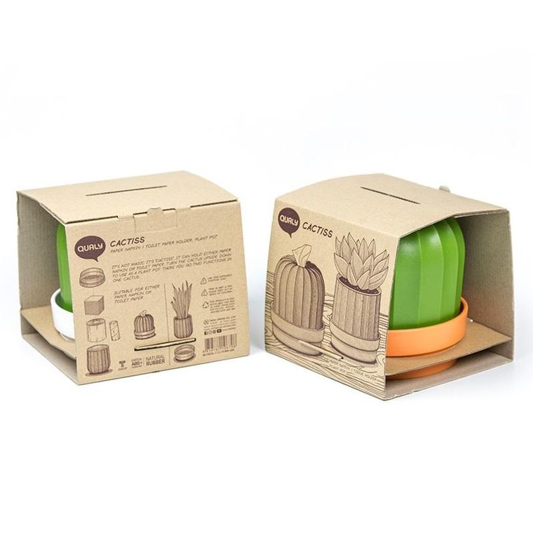 Qualy, Cactiss, pojemnik na papier, biało-zielony, 10276-WH-GN