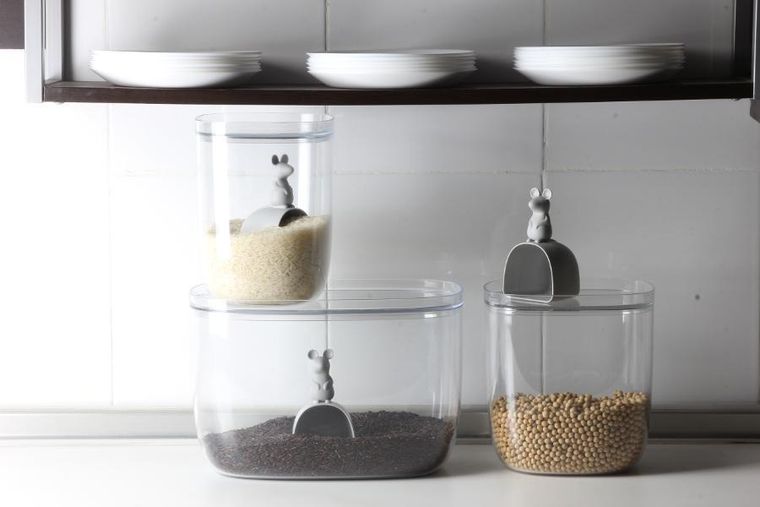 Qualy, Lucky Mouse, pojemnik do przechowywania, szary, 3,5l