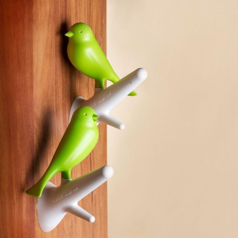 Qualy, Ptaki, wieszaki, brązowo-różowe, 10067-BN-PK