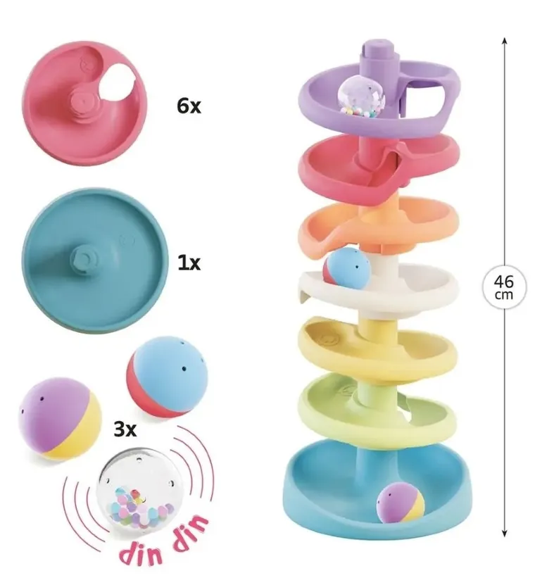 Quercetti, PlayEco+, Spiral Tower Evo, piramidka z kulkami