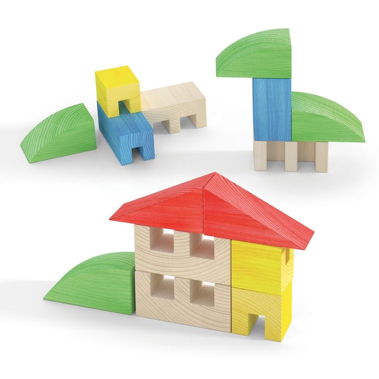 Quercetti, Toytown, klocki drewniane, 15 elementów