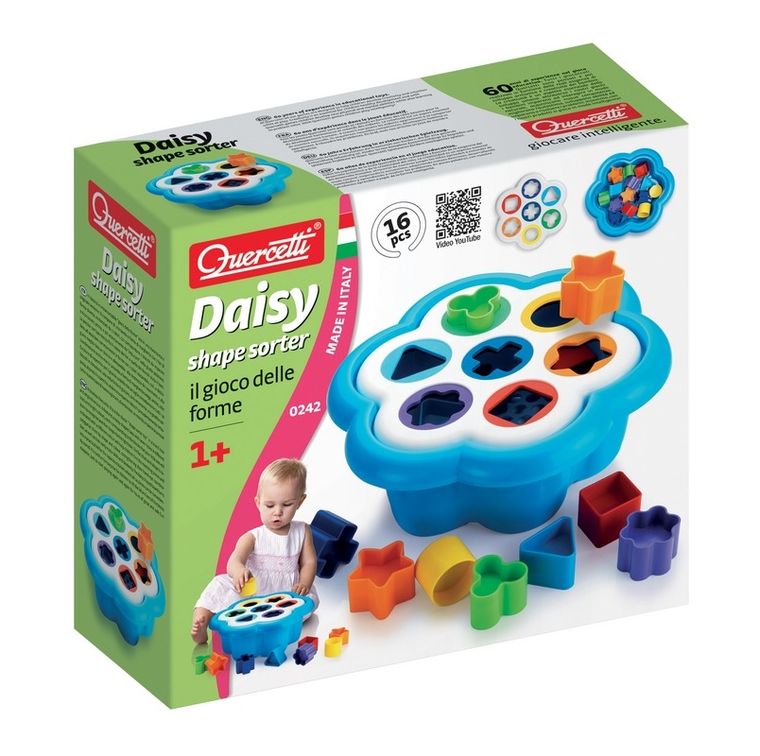 Quercetti, Zabawka edukacyjna, Sorter Daisy Box, Kształty, 16 elementów