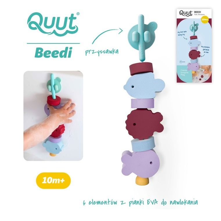 Quut, Beedi, Fish Burgundy, klocki piankowe do nawlekania, do kąpieli