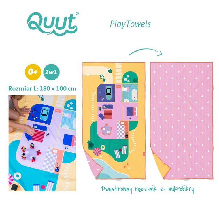 Quut, PlayTowels, dwustronny ręcznik plażowy, Doll house, 100-180 cm