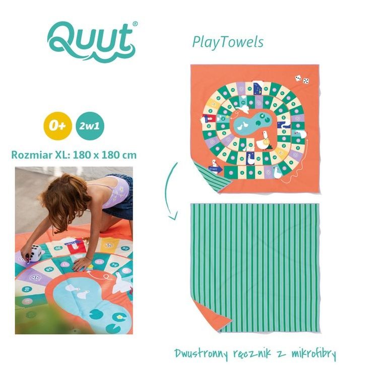 Quut, PlayTowels, dwustronny ręcznik plażowy, Game of the goose, 180-180 cm