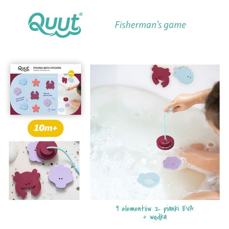 Quut, Seaside, zestaw piankowych naklejek do kąpieli, z wędką