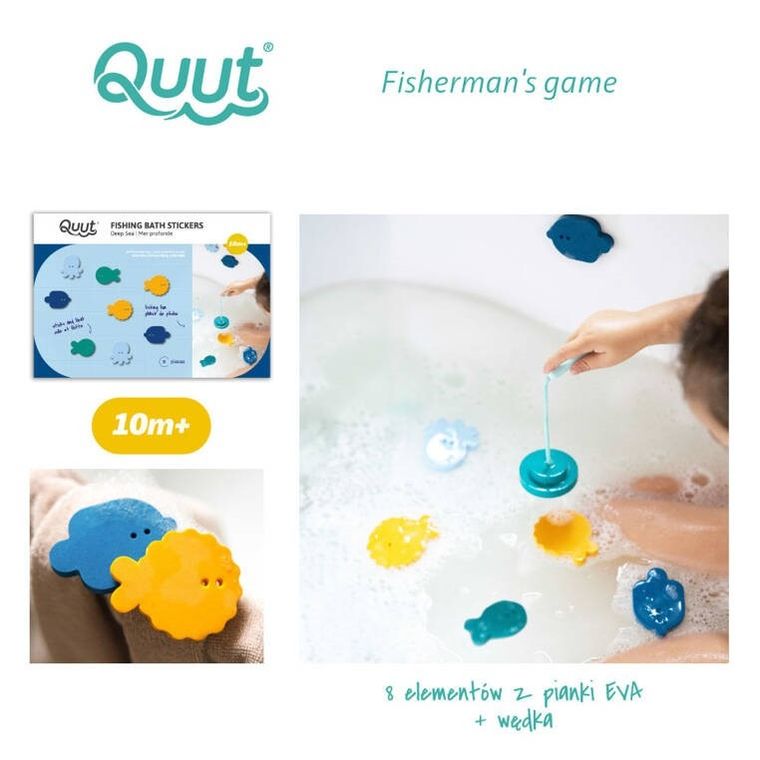 Quut, zestaw piankowych naklejek do kąpieli z wędką, deep sea