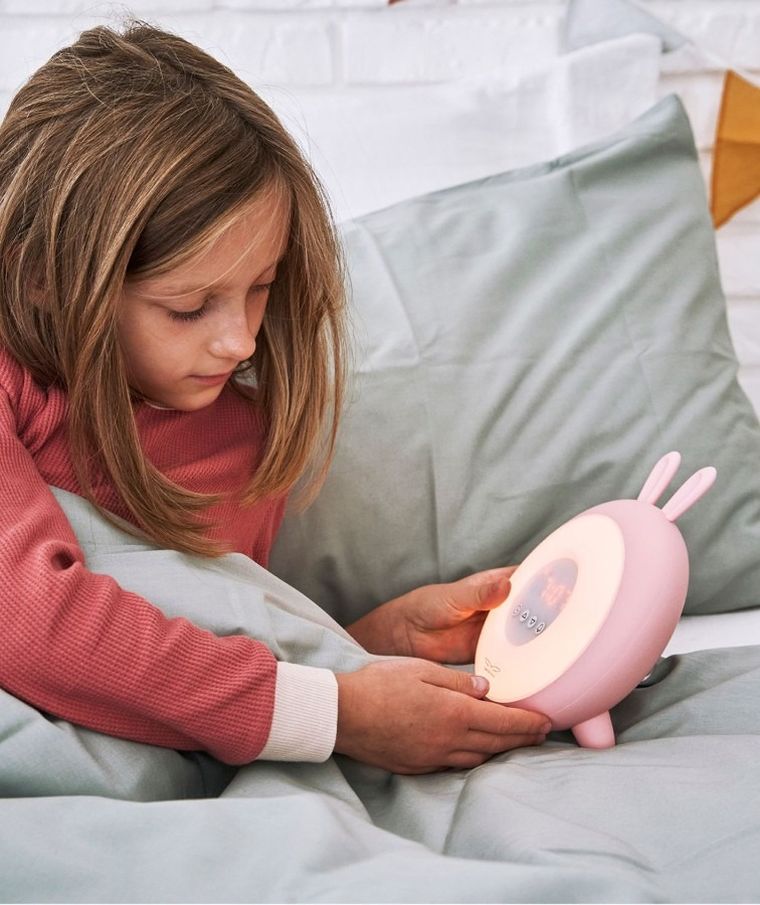 Rabbit & Friends, Królik, lampka budząca światłem, różowa