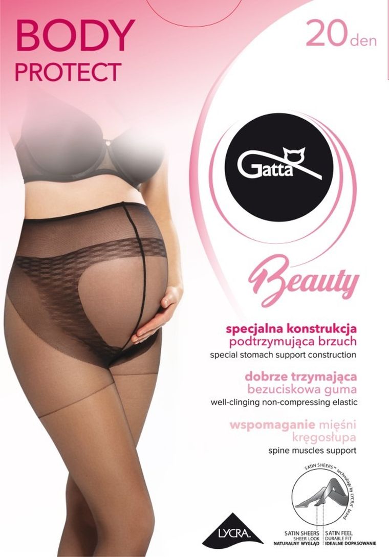 Rajstopy damskie, ciążowe, Nero, 20 DEN, Body Protect, Gatta