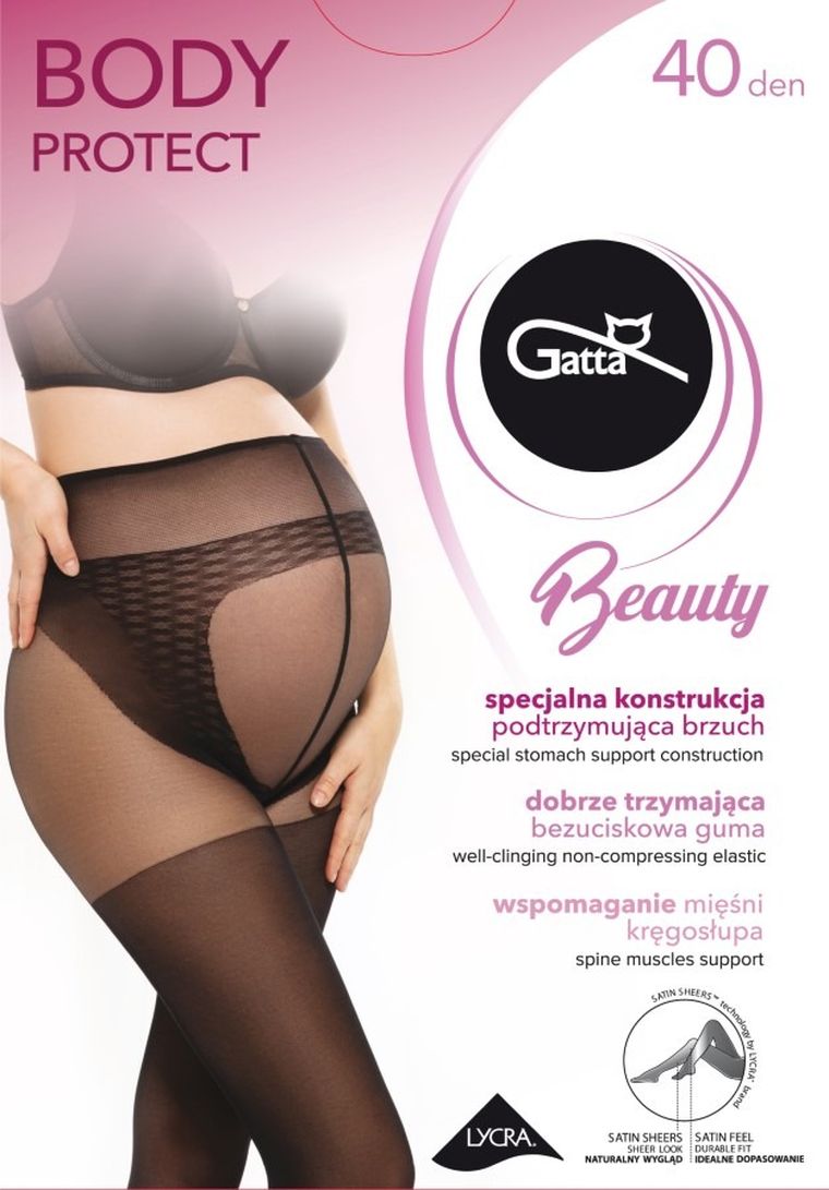 Rajstopy damskie, ciążowe, Nero, 40 DEN, Body Protect, Gatta