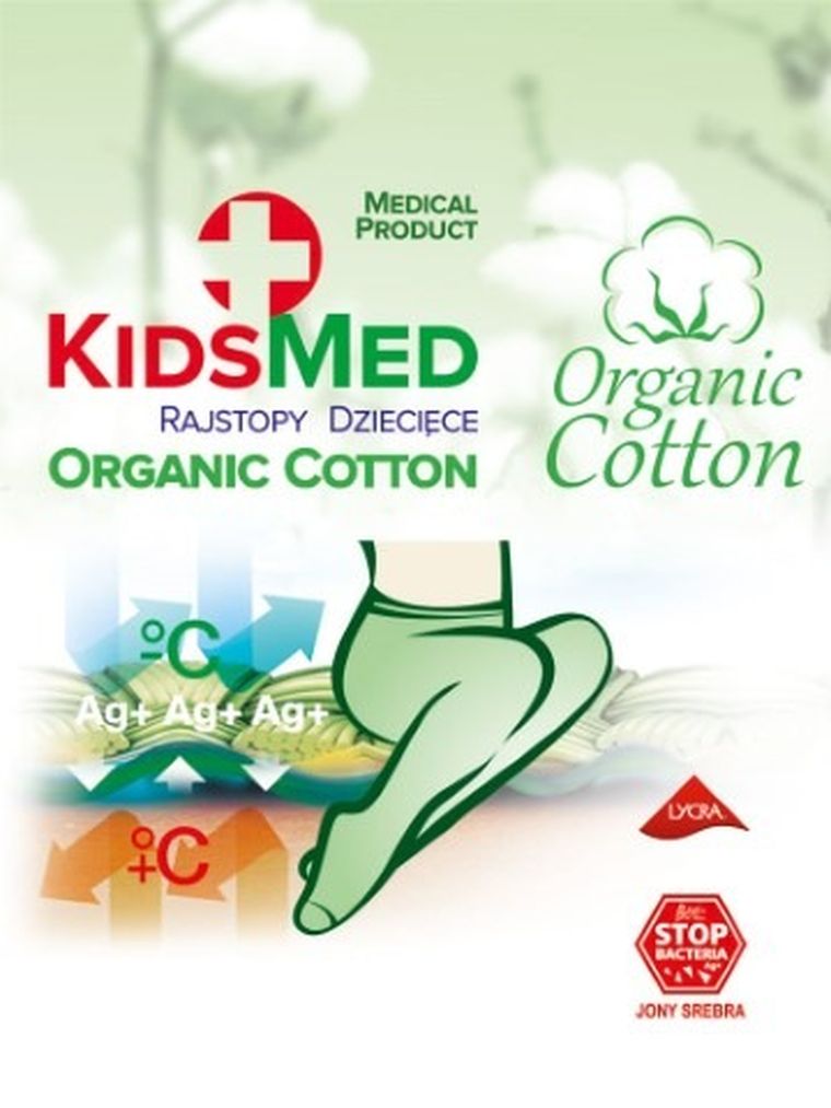 Rajstopy dziecięce, bawełna organiczna, białe, KidsMed