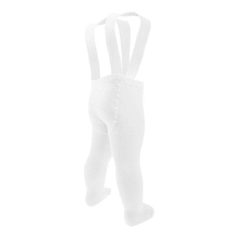 Rajstopy dziecięce z szelkami, bambusowe, białe, Nicol