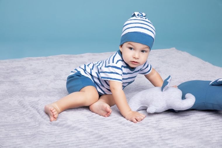 Rampers chłopięcy, niebiesko-biały, Nicol