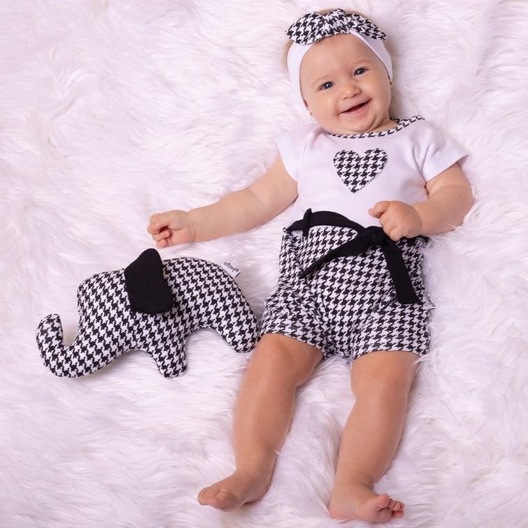 Rampers dziewczęcy, biało-czarny, Nicol