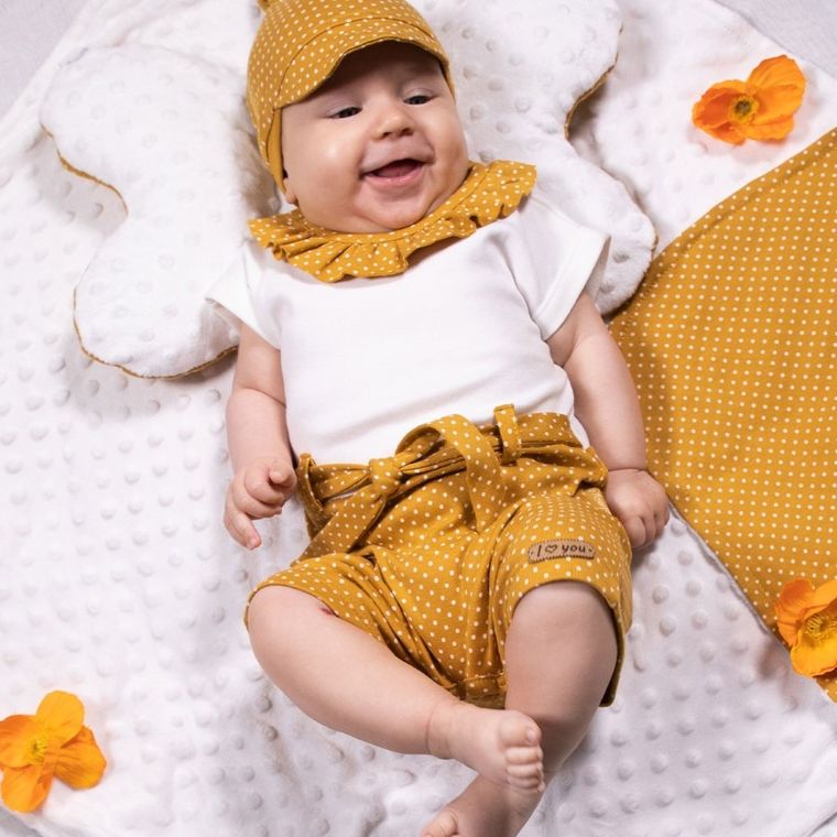 Rampers dziewczęcy, ecru, żółty, Nicol