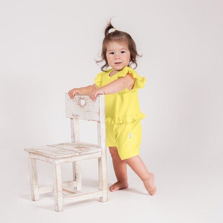 Rampers dziewczęcy, żółty, Nicol