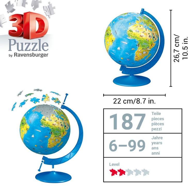 Ravensburger, Globus, puzzle 3D, 180 elementów