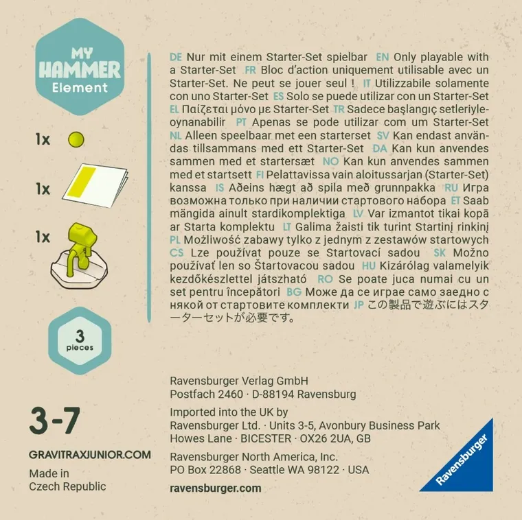 Ravensburger, GraviTrax Junior, Młotek, zestaw uzupełniający