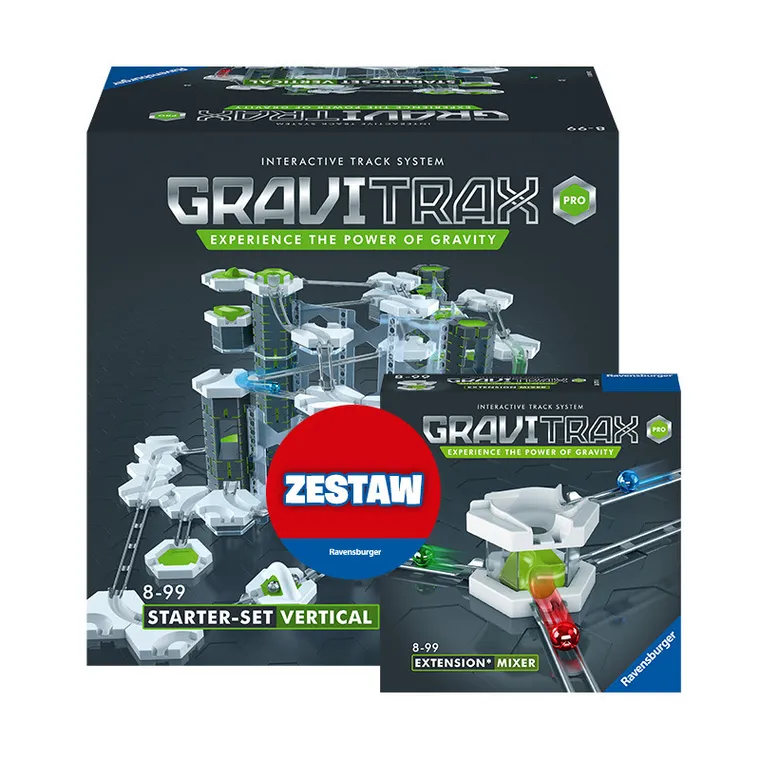 Ravensburger, GraviTrax Pro, zestaw startowy + Mixer, zestaw uzupełniający
