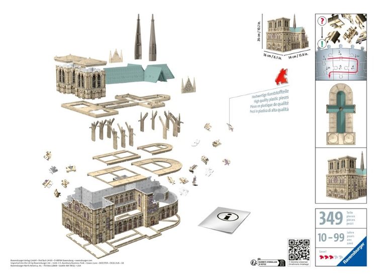 Ravensburger, Katedra Notre Dame, puzzle 3D, 324 elementy