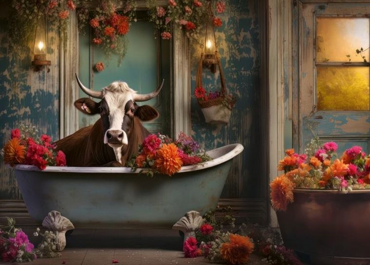 Ravensburger, Krowa w kąpieli, puzzle, 1000 elementów