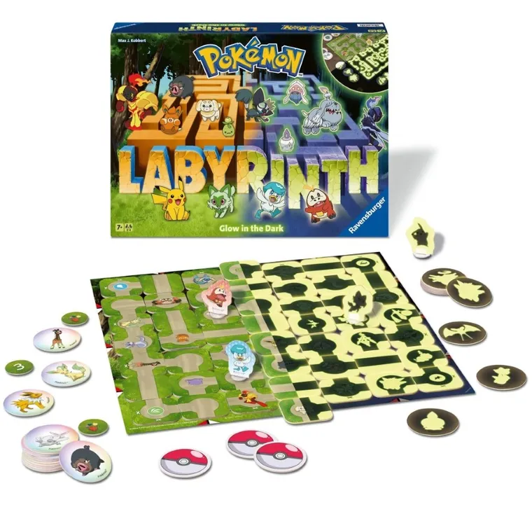 Ravensburger, Pokemon, Labyrinth, gra familijna, świecąca w ciemności