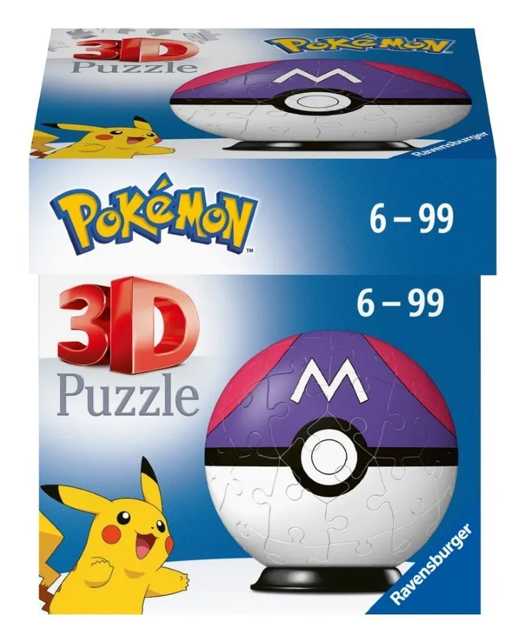 Ravensburger, Pokemon Master Ball, Kula, puzzle 3D, 54 elementy