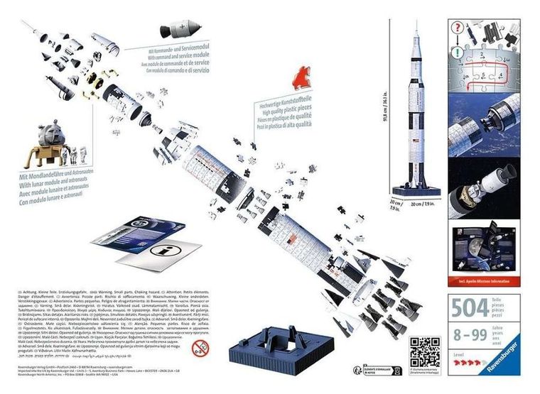 Ravensburger, Rakieta Apollo Saturn V, puzzle 3D