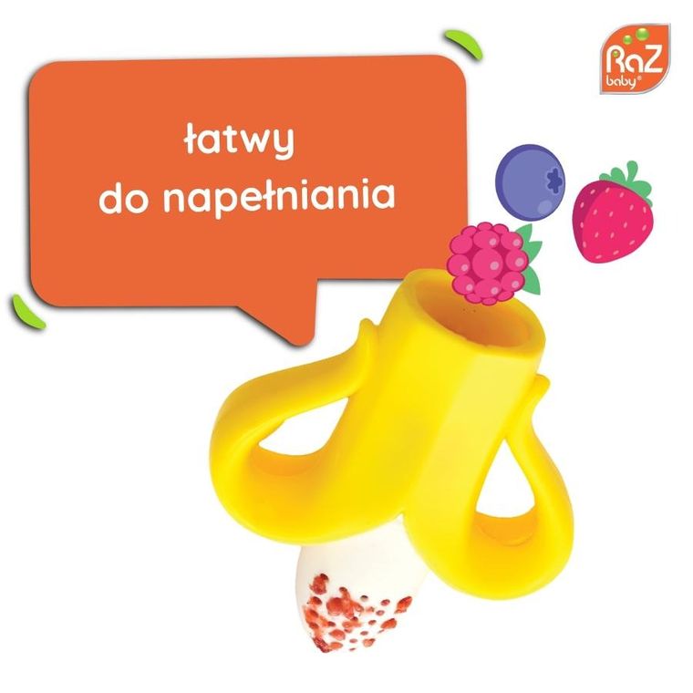 RaZbaby, Fruitique, silikonowy gryzak do owoców i pokarmu, banan