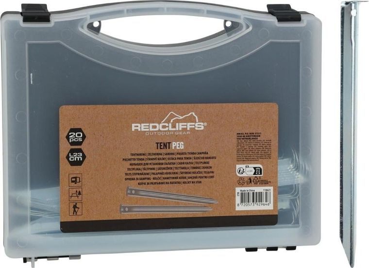 RedCliffs, śledzie do namiotu w walizce, metalowe, 23 cm, 20 szt.