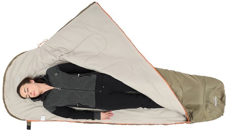 Redcliffs, śpiwór turystyczny mumia XXL, khaki, 230-80/50 cm