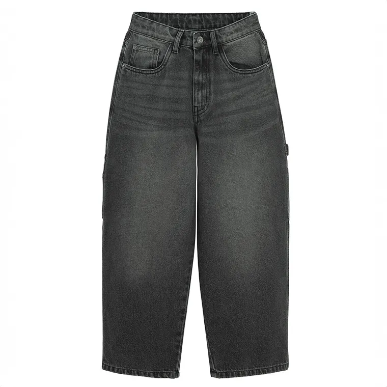 Regulowane grafitowe jeansy unisex o kroju super baggy NOWEAR