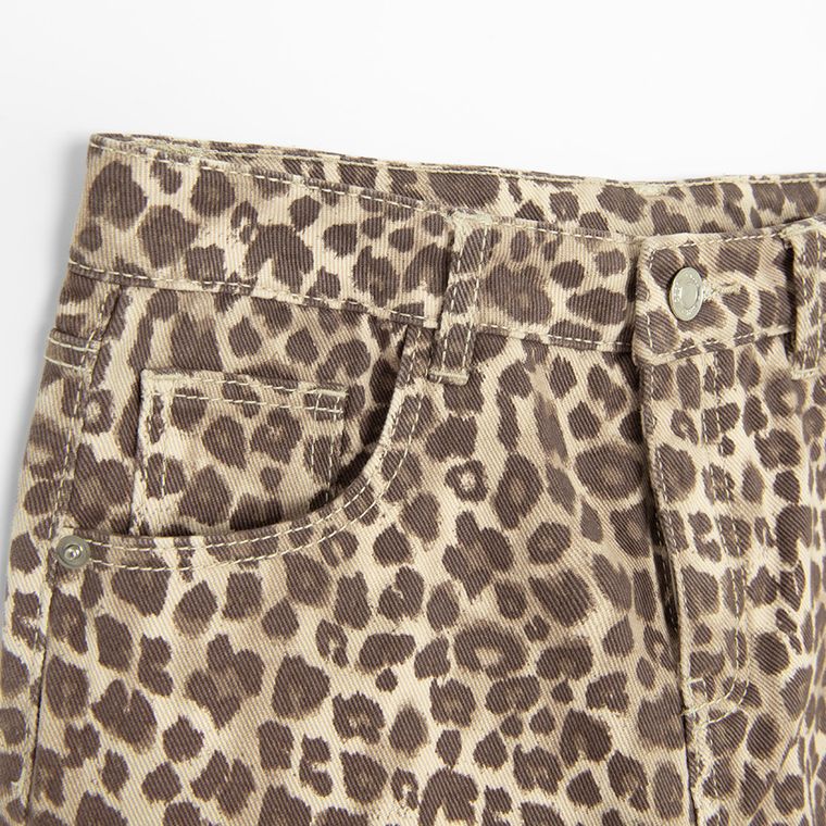 Regulowane jeansy wide leg w panterkę Cool Club