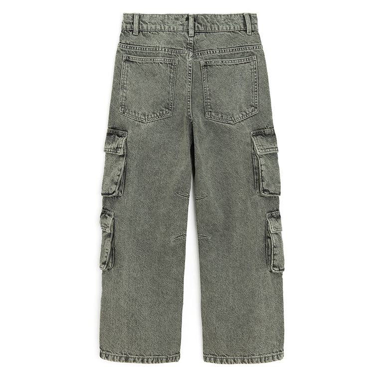 Regulowane szare jeansy wide leg cargo Cool Club