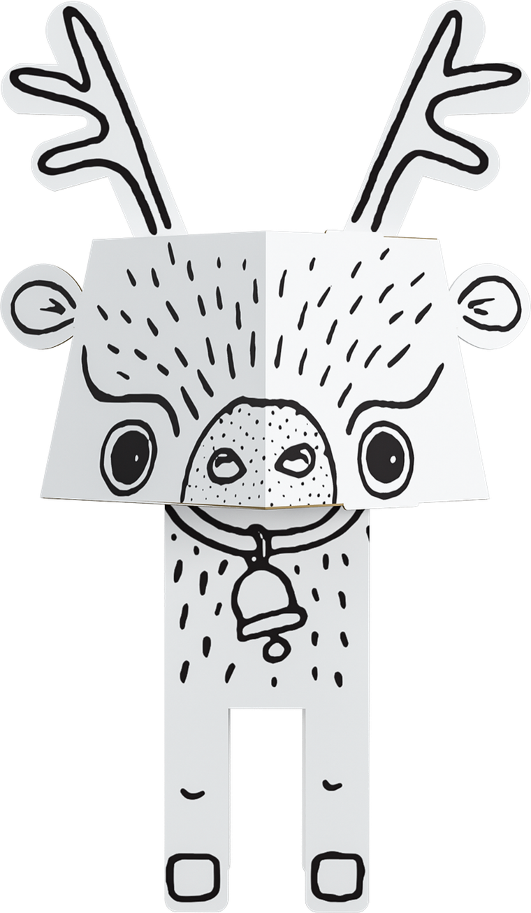 Renifer. Kolorowanka 3D. Mini Cubehead Christmas