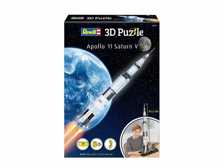 Revell, Apollo 11 Saturn V, puzzle 3D, 136 elementów