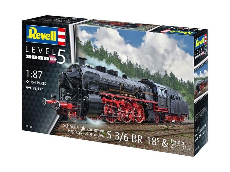 Revell, lokomotywa parowa S3/6 BR18-Tender, model do sklejania, 1:87