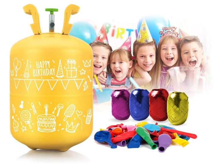 Ricokids, butla z helem, z balonami i wstążką, na 30 balonów