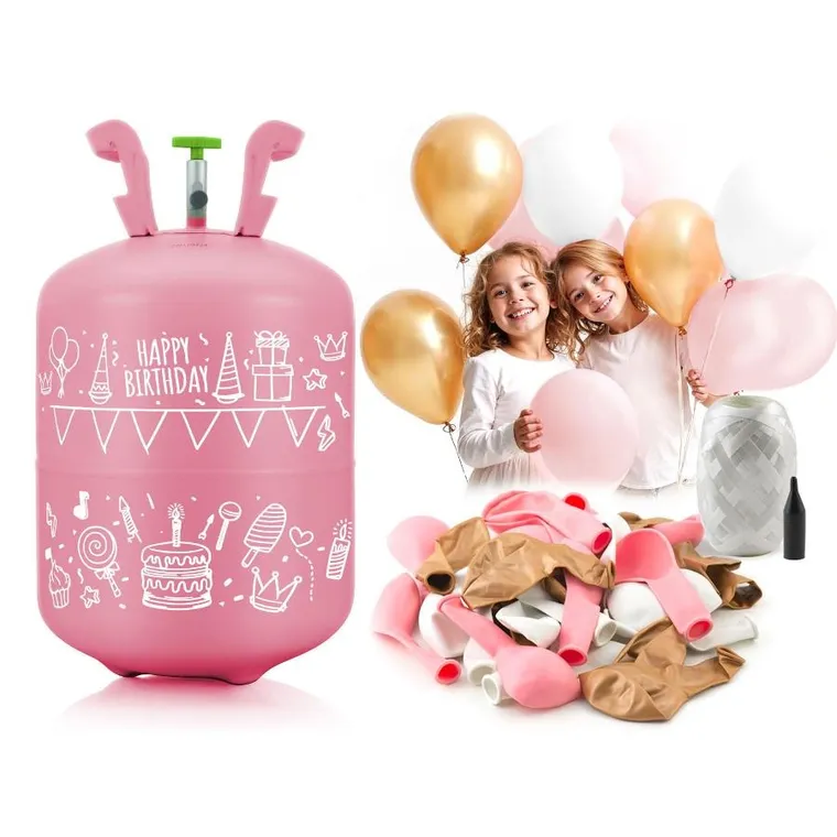 Ricokids, butla z helem, z balonami i wstążką, na 30 balonów