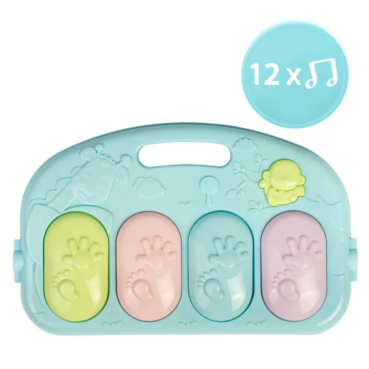 Ricokids, edukacyjna mata interaktywna XXL, z pianinkiem i zabawkami, turkusowa