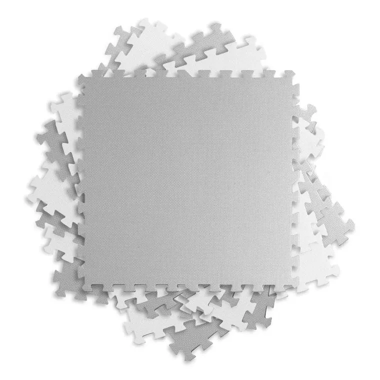 Ricokids, mata piankowa, puzzle, szachownica, 9 elementów, biało-szare, 180-180 cm