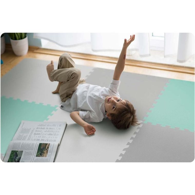 Ricokids, mata piankowa, szaro-turkusowa, 180-180 cm, 9 szt.