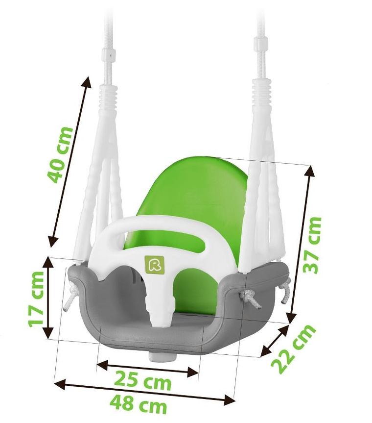 Ricokids, Słonik, huśtawka kubełkowa 3w1, szaro-zielona