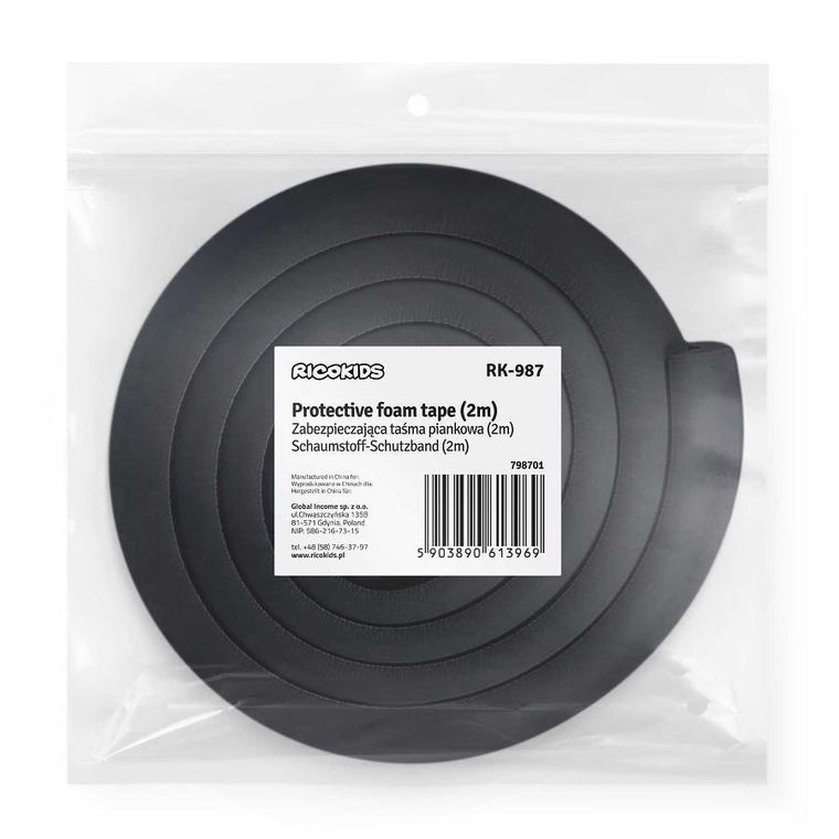 Ricokids, zabezpieczająca taśma piankowa, czarna, 2m