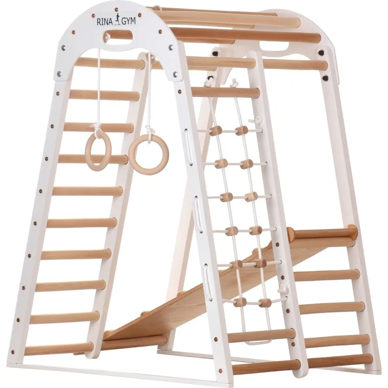 Rinagym, drewniany trójkąt gimnastyczny, wspinaczkowy, biały